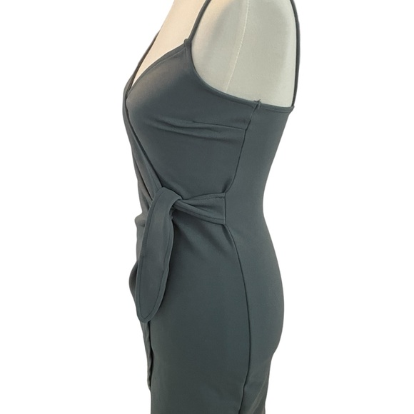 Mind Code olive green knotted wrap mini dress - Picture 3 of 10